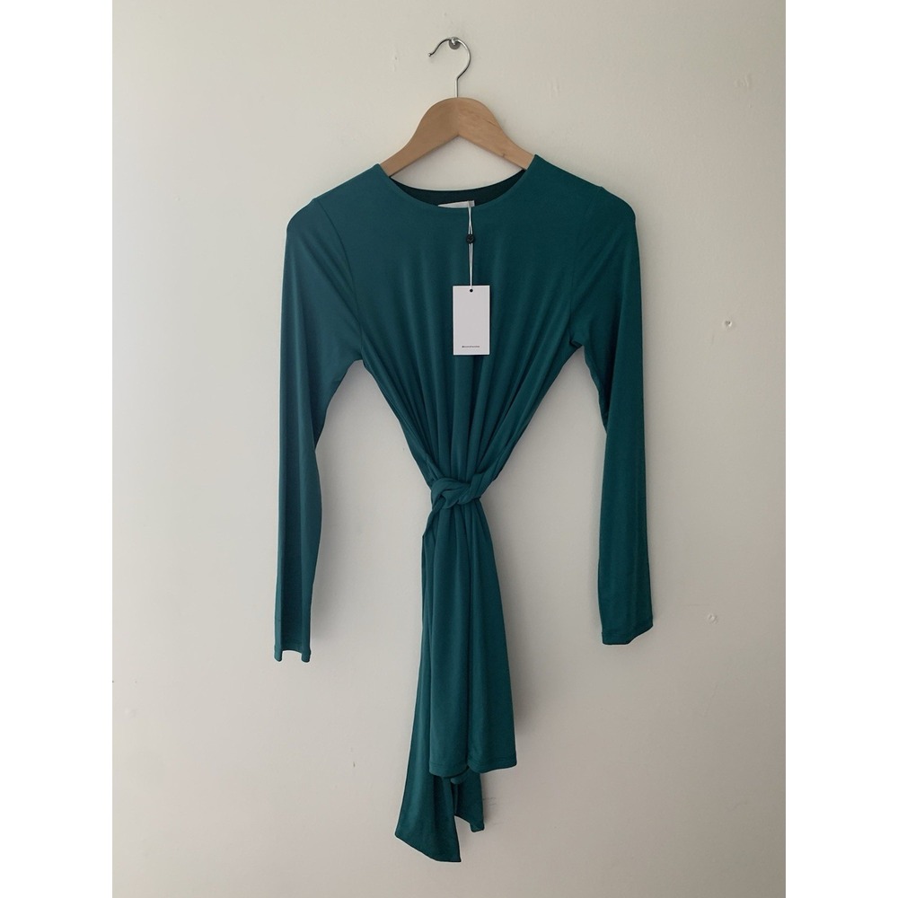 NWT Lovers + Friends Hallie Mini Dress Everglade Green XS Waist Tie Body Con
